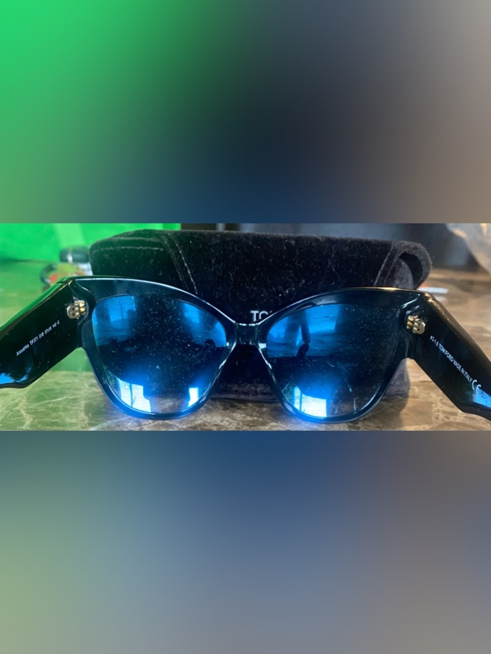 Tom Ford Anoushka TF371 01B Oversized Sunglasses Black Italy Designer - Picture 6 of 7